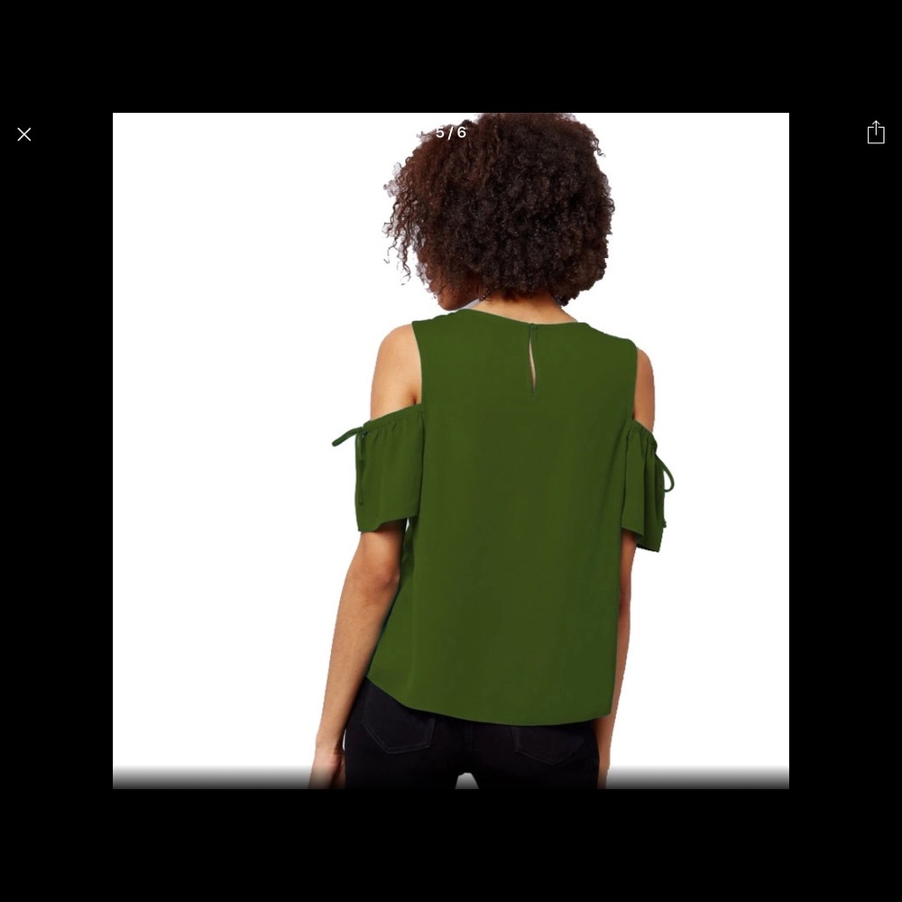 Green off the shoulder blouse, with tie - Picture 4 of 6